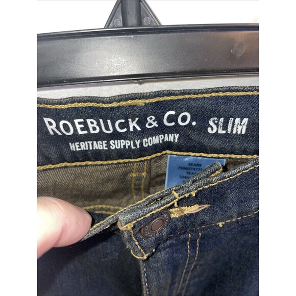 Roebuck & Co. Men’s Straight Jeans Size 36x32 Slim Dark Blue Vtg Streetwear NWT - Picture 2 of 12